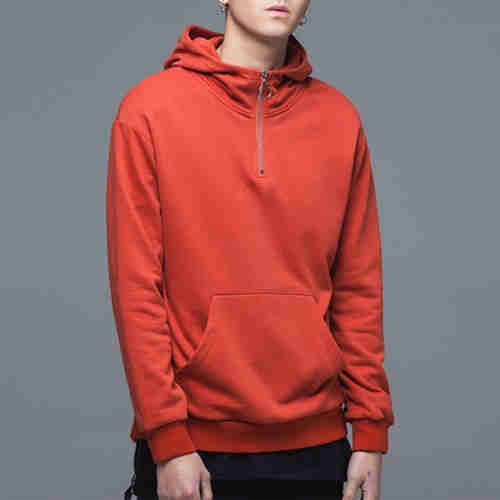 Custom Solid Color Half Zip Blank Cotton Fashion Pullover hoodies for Men