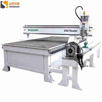 HONZHAN HZ-R1325 wood stair leg 3d carving machine cnc router with rotary attachment 