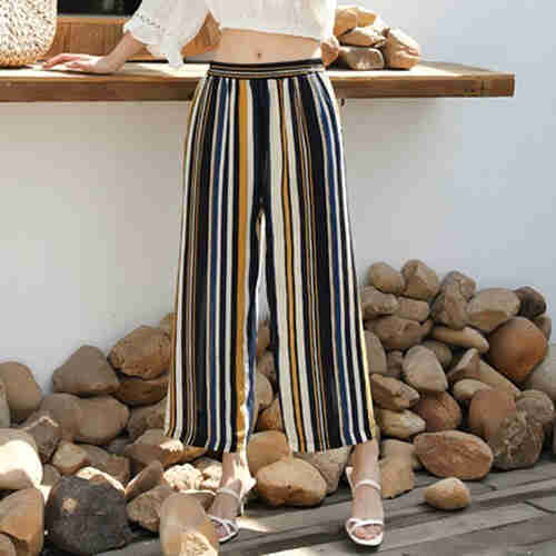 Stylish wide leg trousers for summer girls, chiffon nine minute trousers, beach pants, hanging beach