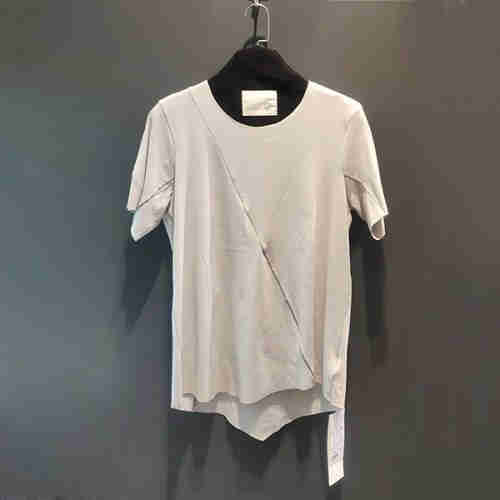 Xia Xin spliced irregular round neck short sleeve T-shirt for men
