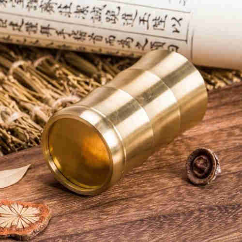 Pure copper bamboo section incense bottle, pen container, tea ceremony incense supplies and tools ar