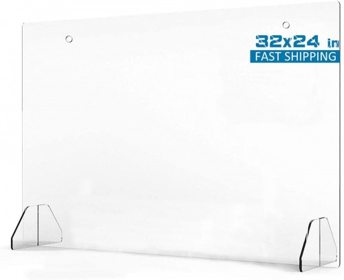  Plexiglass Sneeze Guard for Counter and Desk   workplace safety equipment  