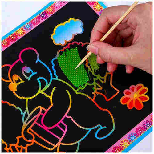Children creative color painting Scratch painting doodle book Diy diy scratch paper puzzle toy magic