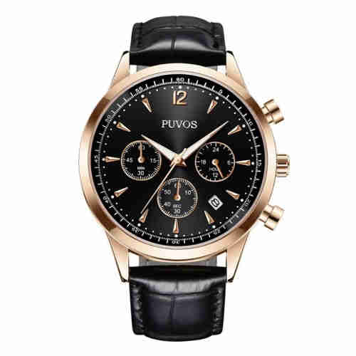 PUVOS man small three needle free charm waterproof three - eye belt quartz watch