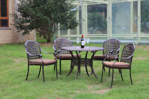 Aluminium alloy wrought iron chair combination five-piece outdoor leisure cast aluminium chair villa