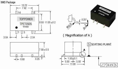 1W 3KVDC Isolated Single Output SMD DC/DC Converters