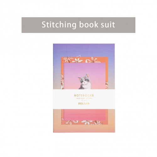 student coated paper Flower  Cat 3 in 1 Notebook