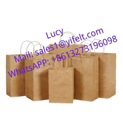 Hot sell 120gsm Kraft Paper Shopping Bag, Clothing shopping bag with Handle（Mail: sales1@yifelt.com）