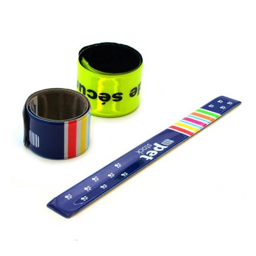 Promotional PVC Reflective Safety Slap Bracelet Wristband