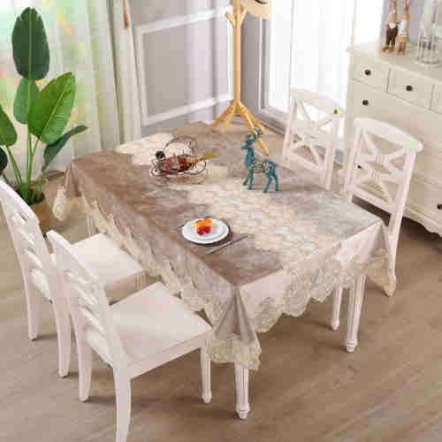 Premium Rope Embroidery Lace Velvet Table Cloth For Church