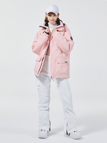 RIVIYELE Women Pink Waterproof Snowboard Ski Suits Solid Color Ski Jacket