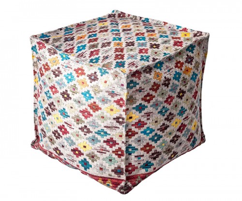 Cube Ottoman Pouf-Polyester Chenille Digital Printed Pouf