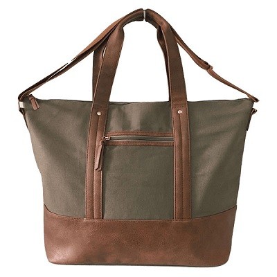 Canvas Bag with Leather Bottom Duffle Bag