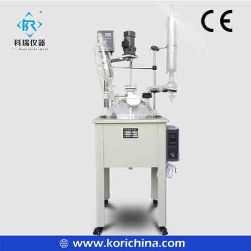 Jacketed Single layer glass reactor with vertical condensor with SS304 Heating water bath 