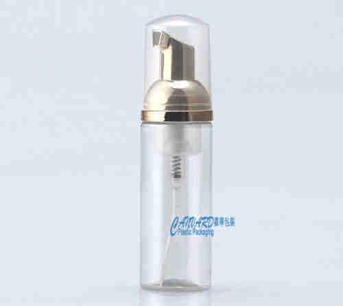 Golden foam dispenser bottle 50ml for aftershave foamy products,face wash foam products