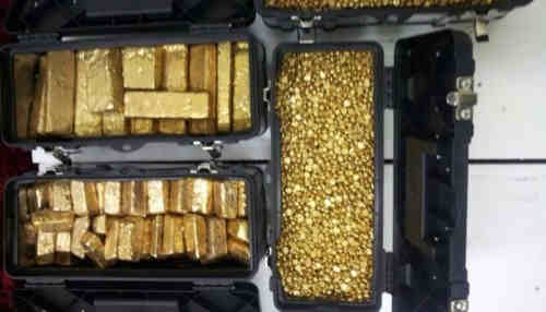 Gold bars and nuggets
