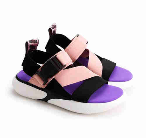  Fashion color matching ribbon sandals