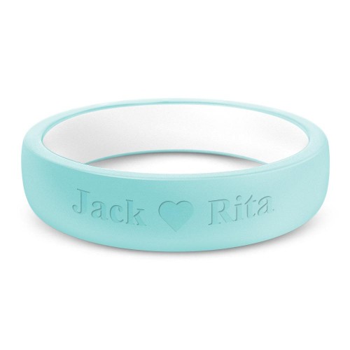 Custom Women's Aquamarine Silicone Wedding Ring - Dualtone